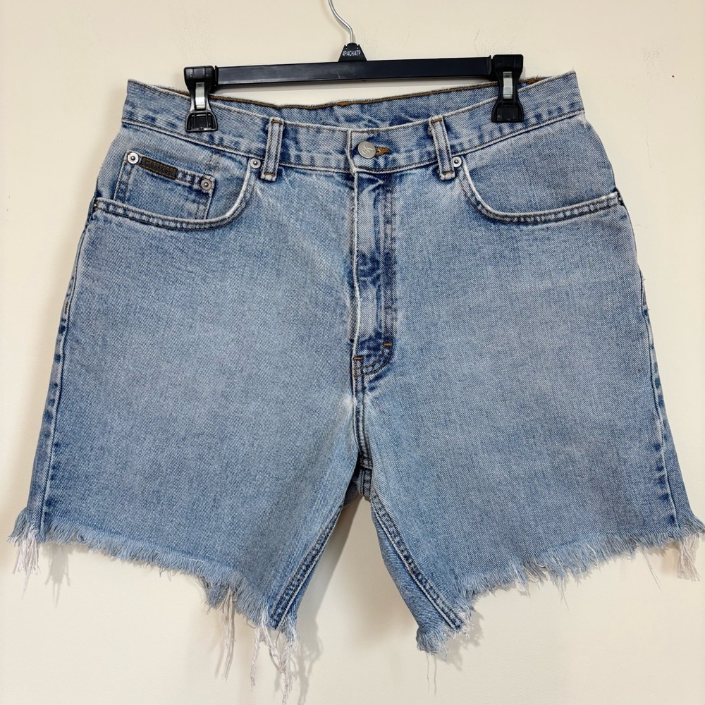 CALVIN KLEIN Vintage USA Western Men's 33 Cut-Off Light Blue Denim Jean Shorts